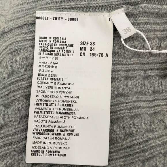 Miu Miu Grey Cashmere Cable-Knit Sweater S Round Neck Long Sleeve Knitwear Made - Picture 8 of 8